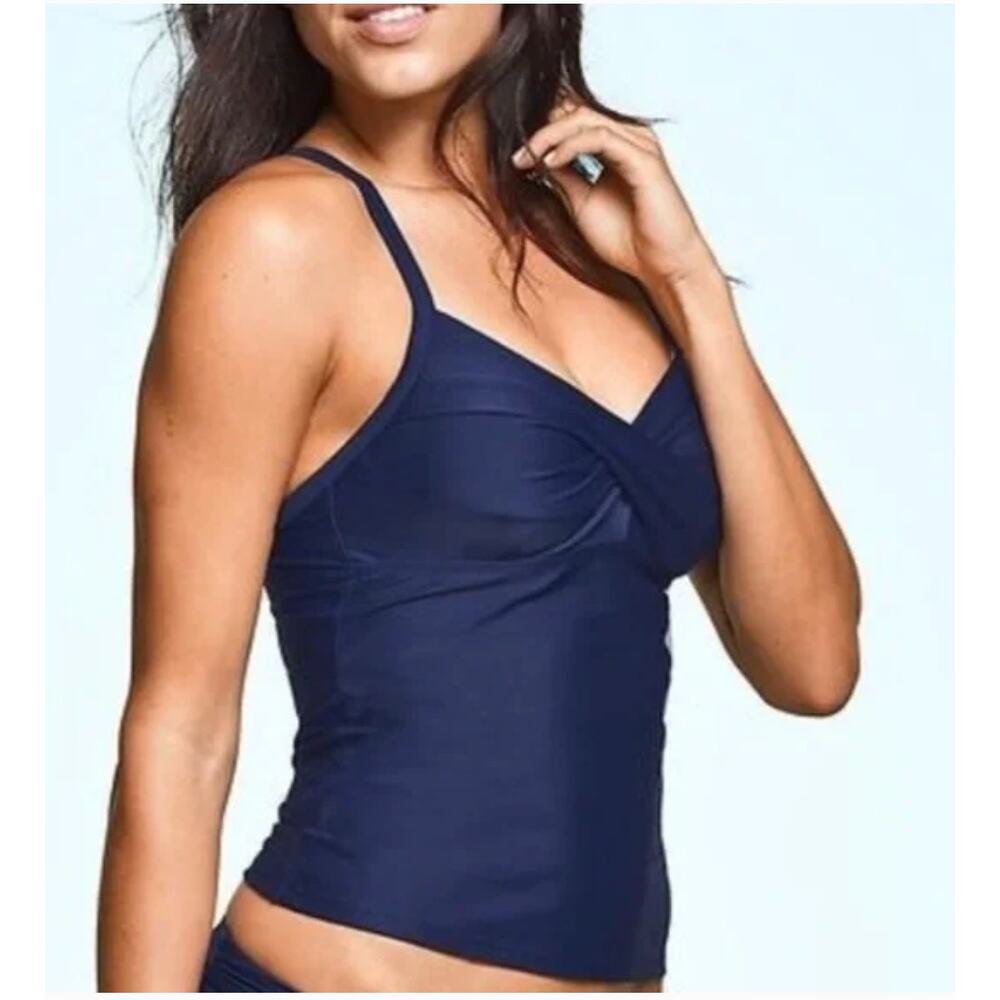 ATHLETA Tankini Top Navy Twister Swimsuit Swim Tank 32B/C 32B 32C